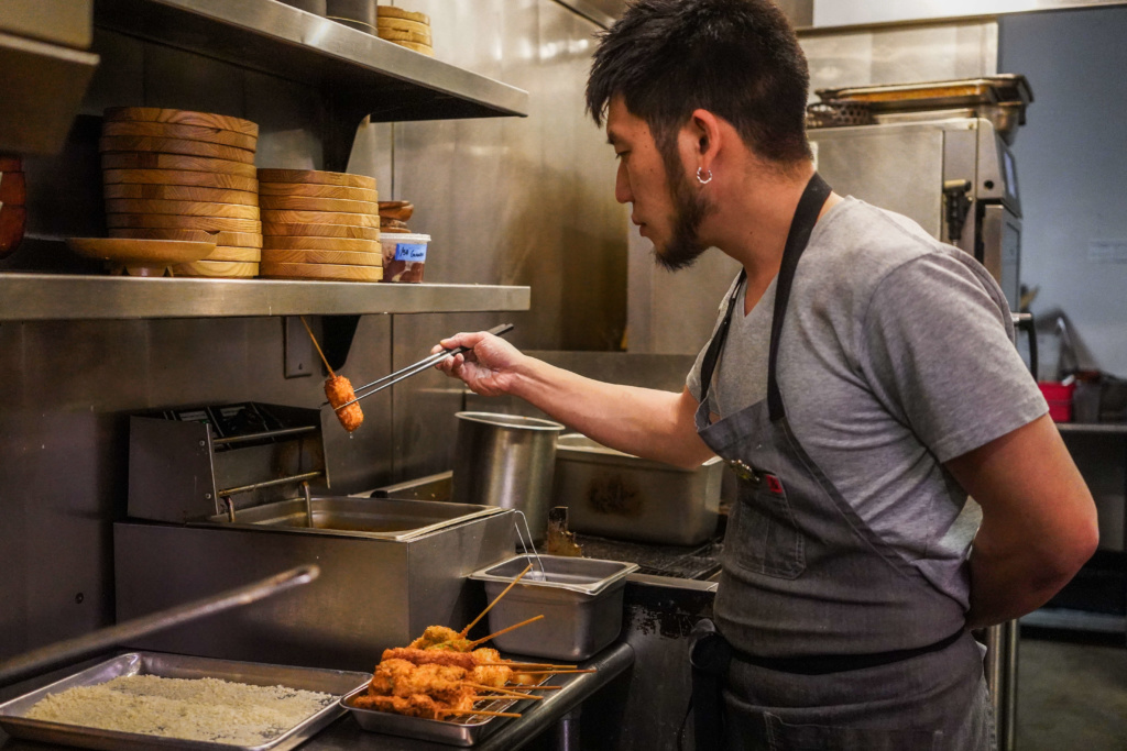 Chef Shota Preparing Kushikatsu 2-squashed